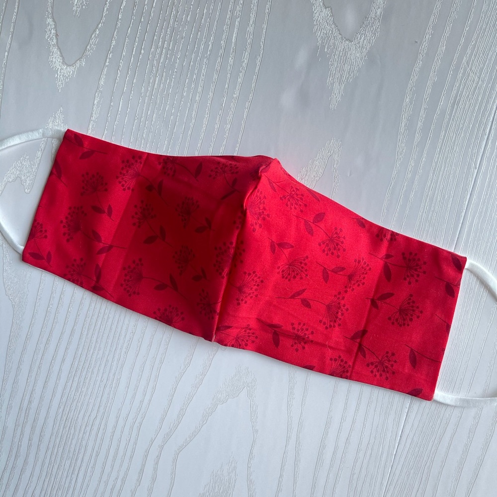 Bright Red Flower Print Adjustable Mask, Vibrant Print Masks, Light Weight Masks